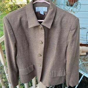 Rena Rowan For Saville Brown Wool Suit Jacket Blazer Sz 16 Button Front Womens